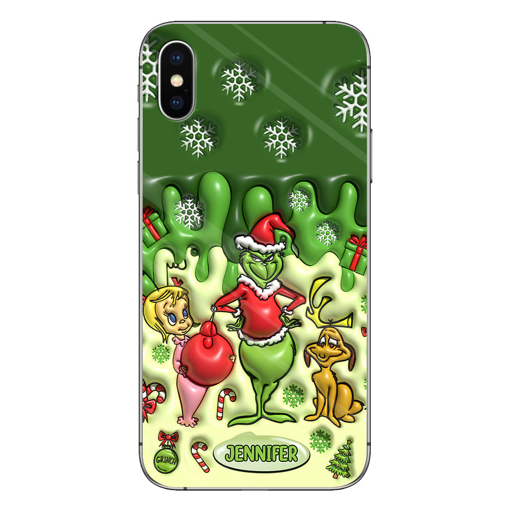 Fröhliche Grinchmas – Personalisierte Handyhülle mit Weihnachtsstole