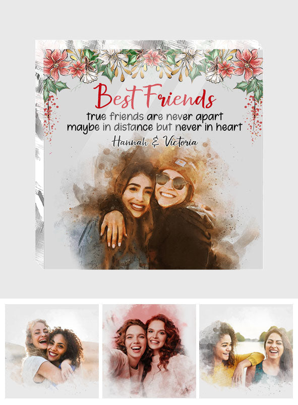 Wahre Freunde sind nie getrennt – Personalisierte Acrylplakette in individueller Form für beste Freunde