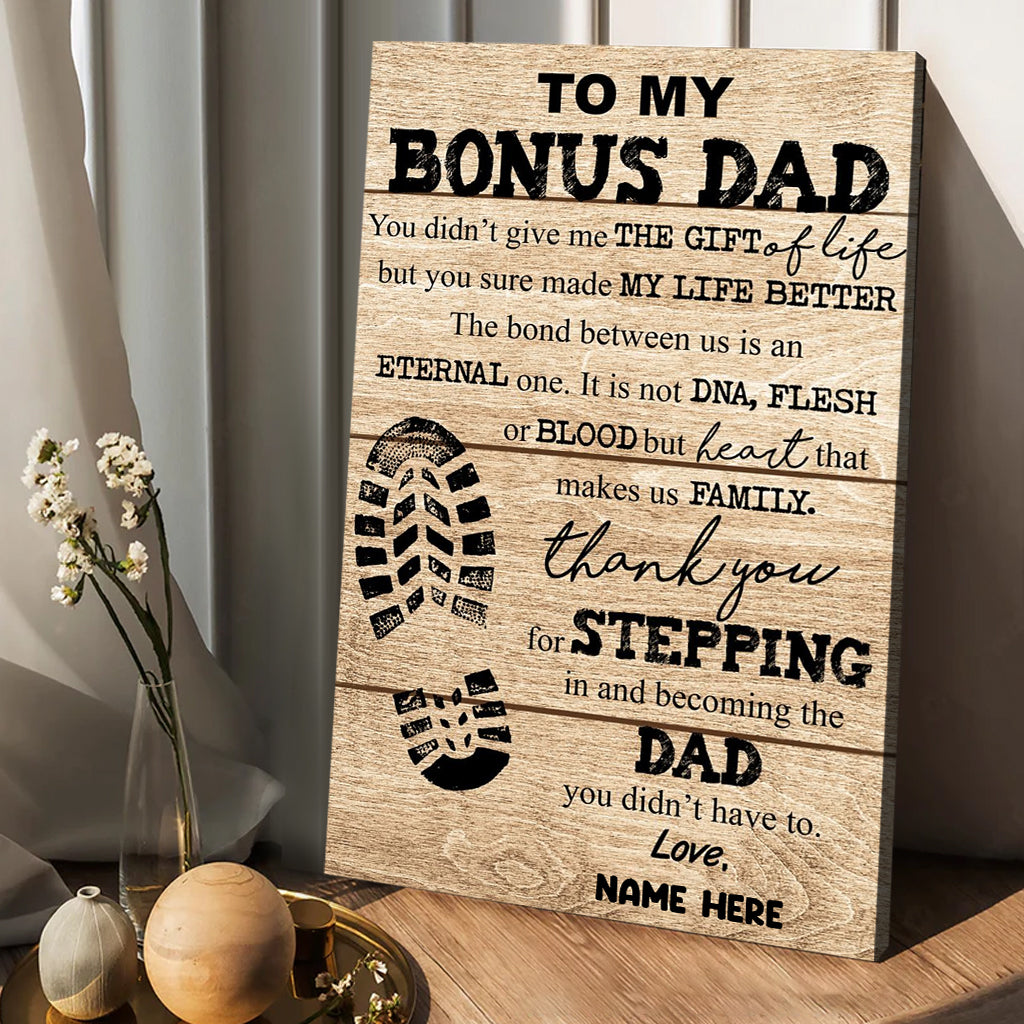 Für meinen Bonus-Papa – Personalisierte Leinwand und Poster für Väter