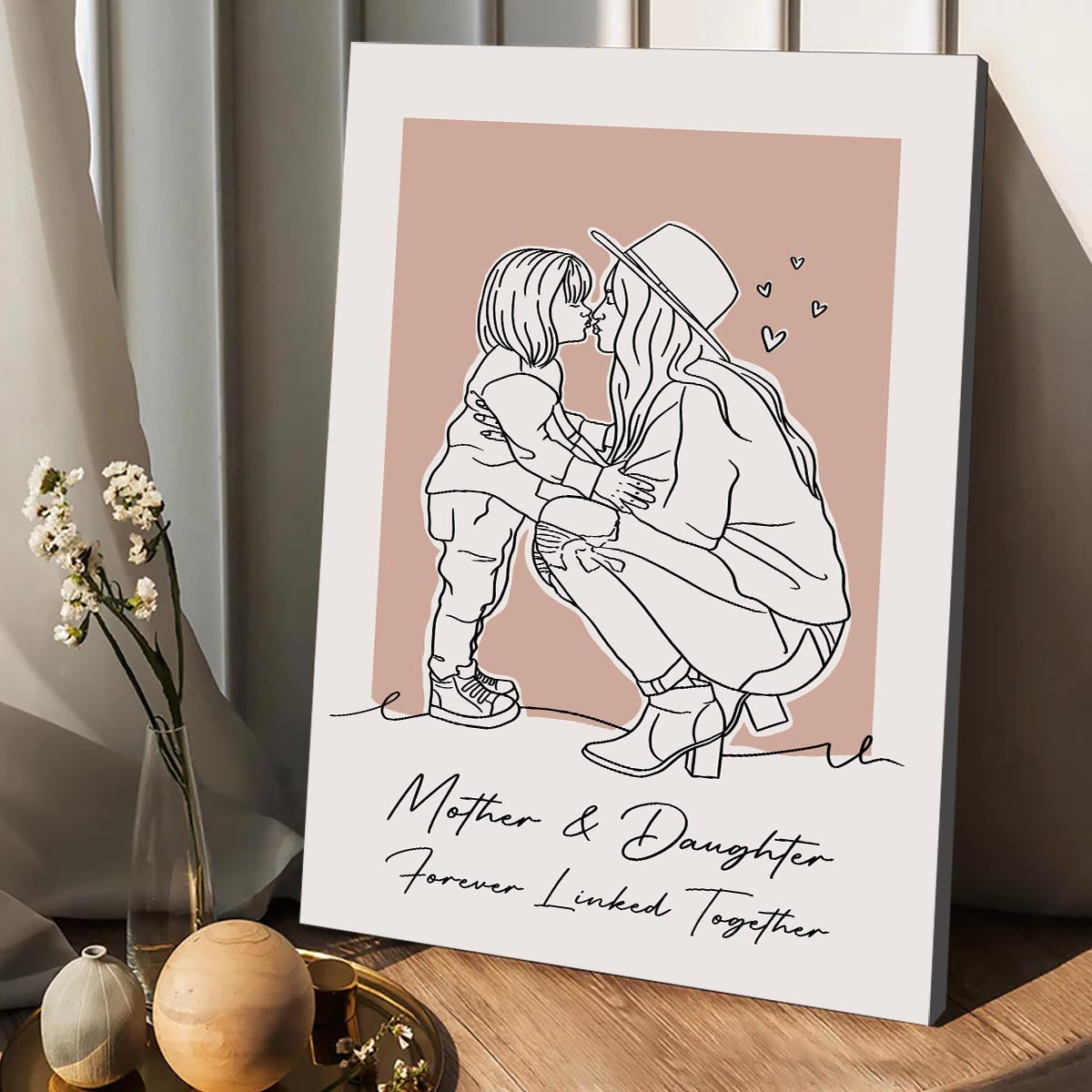 Individuelles Lineart-Porträt – Personalisierte Leinwand und Poster für die Mutter