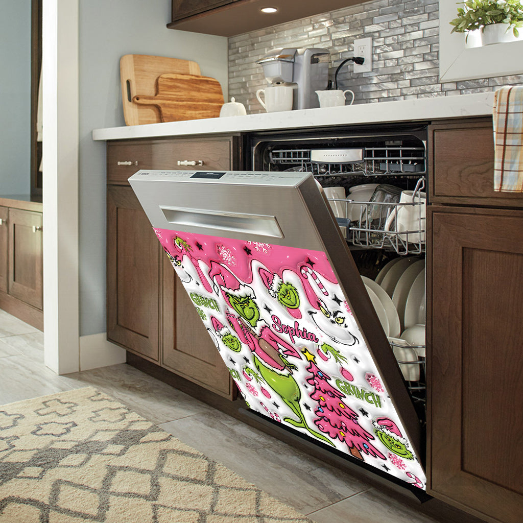 Fröhliche Grinchmas – Personalisierter Geschirrspüldeckel mit Weihnachtsstola