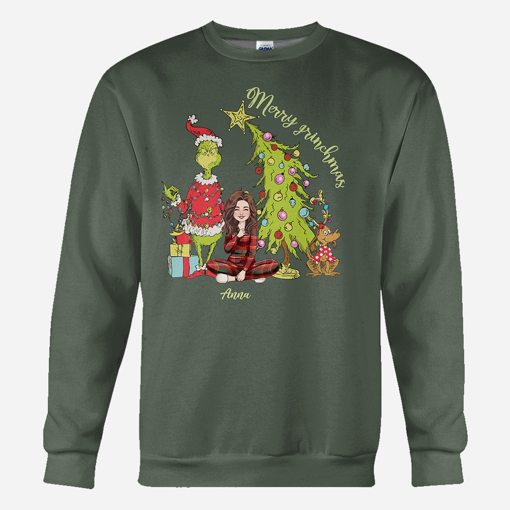 Merry Christmas Green Mischief - Personalized Stole Christmas All Over Shirt