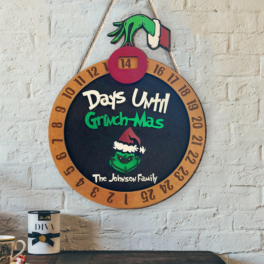 Tage bis Weihnachten - Personalisiertes Weihnachtsstola-Weihnachtscountdown-Holzschild 1