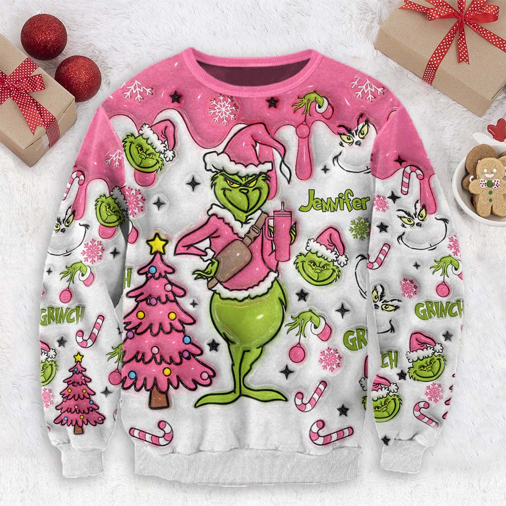 Grinch à l'intérieur - Étole de Noël personnalisée Pull moche