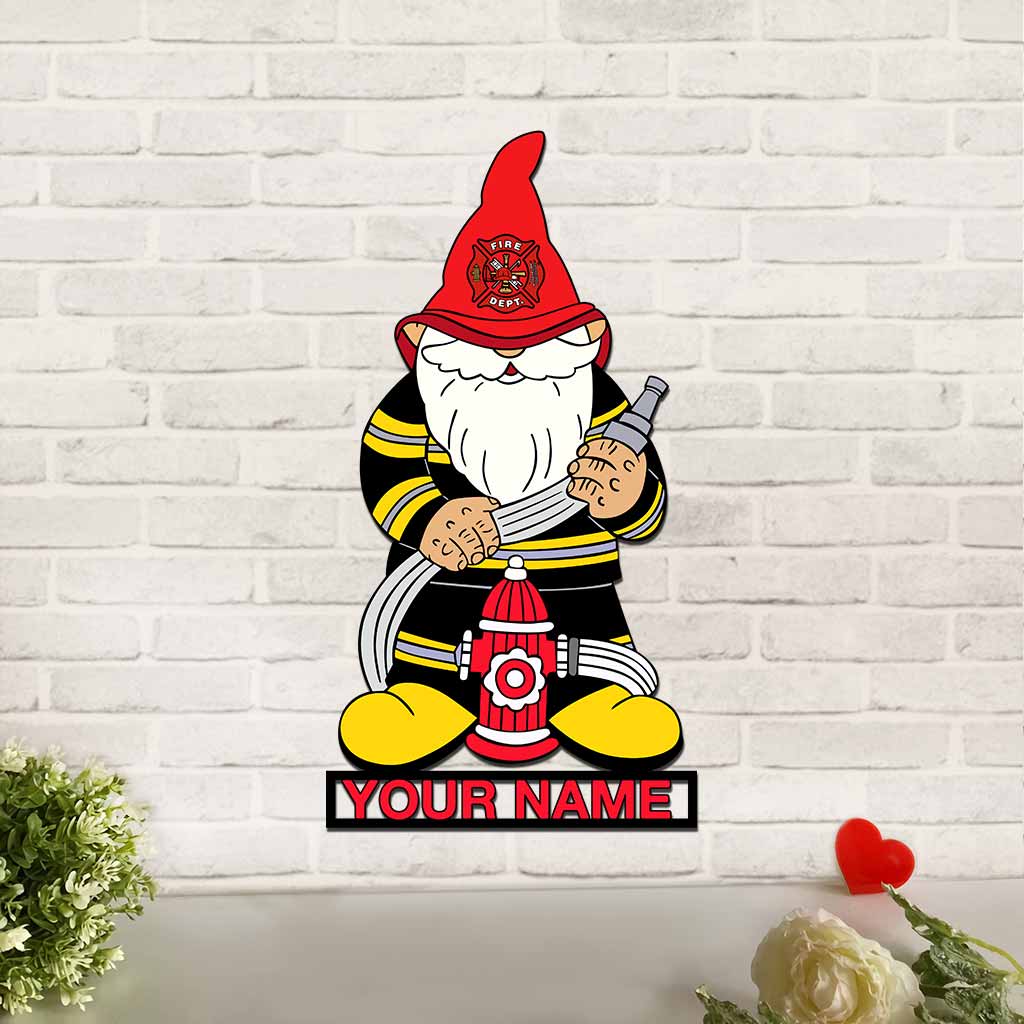 Feuerwehr-Gnome - Personalisiertes Schild aus geschnittenem Metall