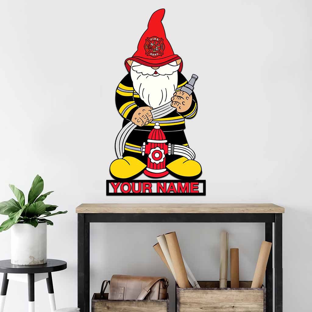 Feuerwehr-Gnome - Personalisiertes Schild aus geschnittenem Metall