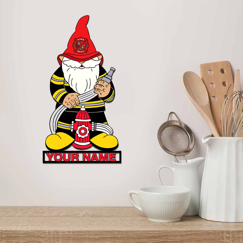 Feuerwehr-Gnome - Personalisiertes Schild aus geschnittenem Metall