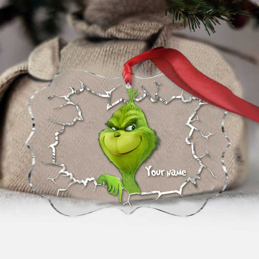 Joyeux Grinchmas - Étole de Noël personnalisée - Ornement de Noël transparent