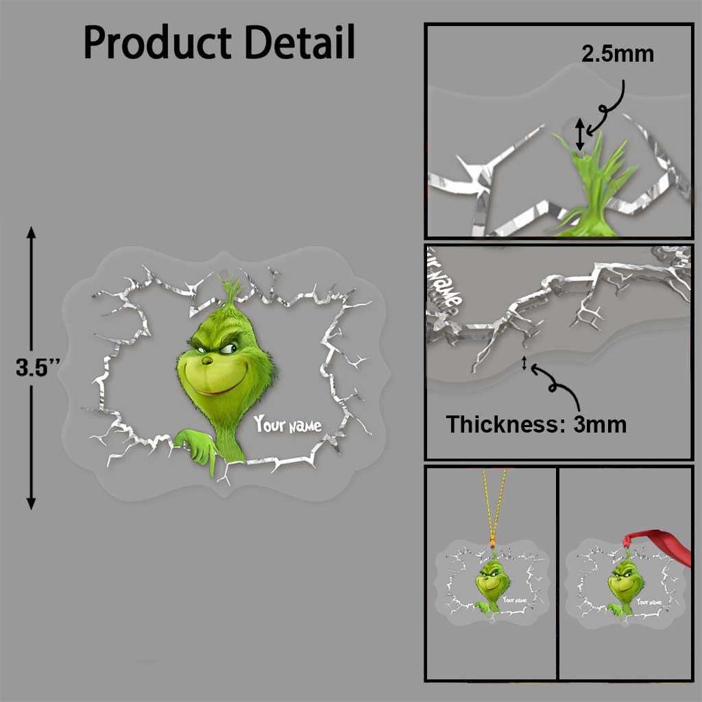 Fröhliche Grinchmas – Personalisierte Weihnachtsstola, transparenter Weihnachtsschmuck