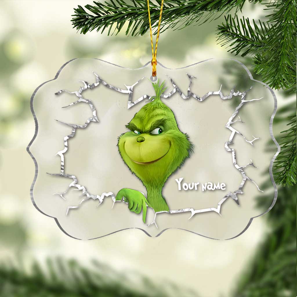 Fröhliche Grinchmas – Personalisierte Weihnachtsstola, transparenter Weihnachtsschmuck