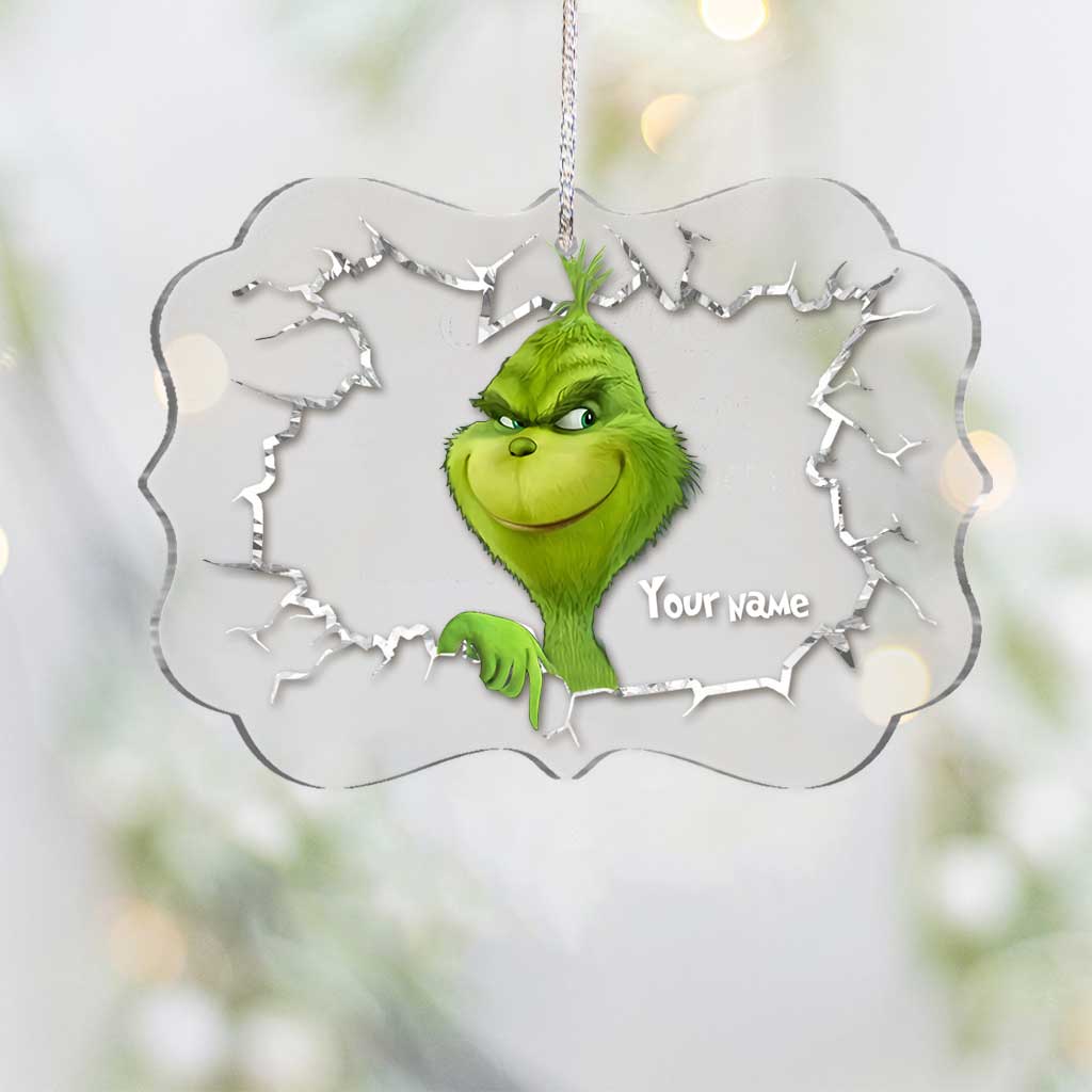 Fröhliche Grinchmas – Personalisierte Weihnachtsstola, transparenter Weihnachtsschmuck