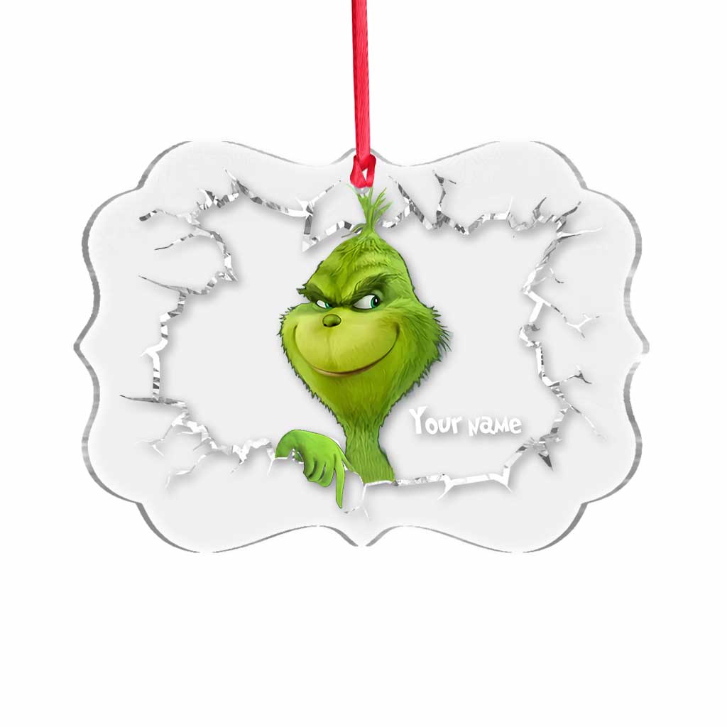 Fröhliche Grinchmas – Personalisierte Weihnachtsstola, transparenter Weihnachtsschmuck