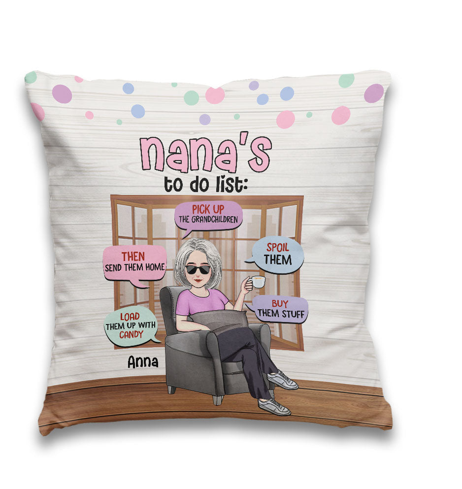 Liste de choses à faire de grand-mère - Coussin décoratif personnalisé pour grand-mère