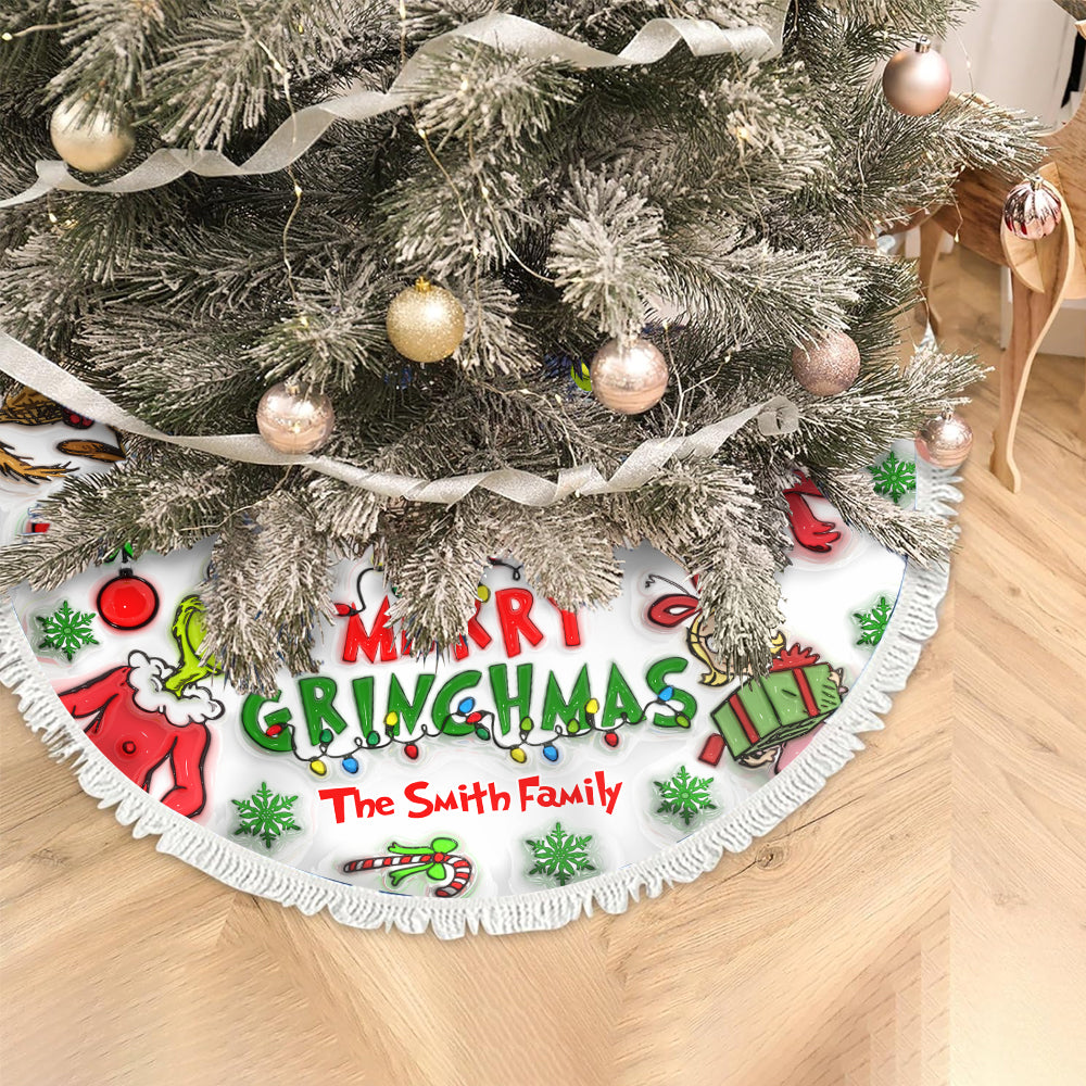 Merry Grinchmas - Personalized Stole Christmas Tree Skirt