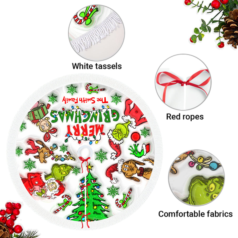 Merry Grinchmas - Personalized Stole Christmas Tree Skirt