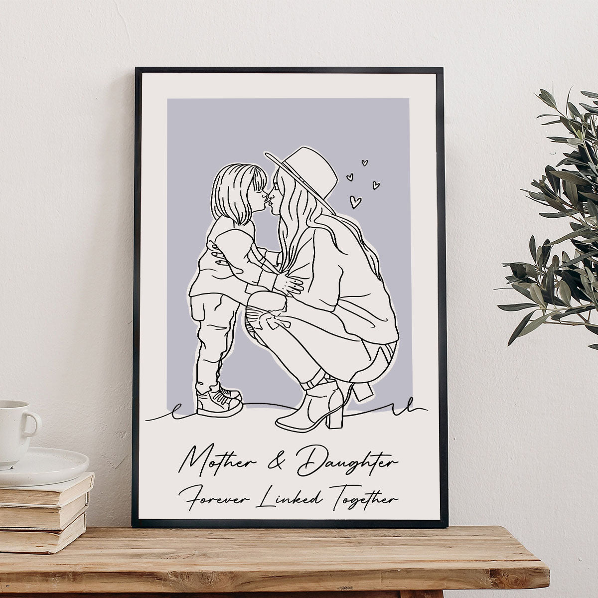 Individuelles Lineart-Porträt – Personalisierte Leinwand und Poster für die Mutter