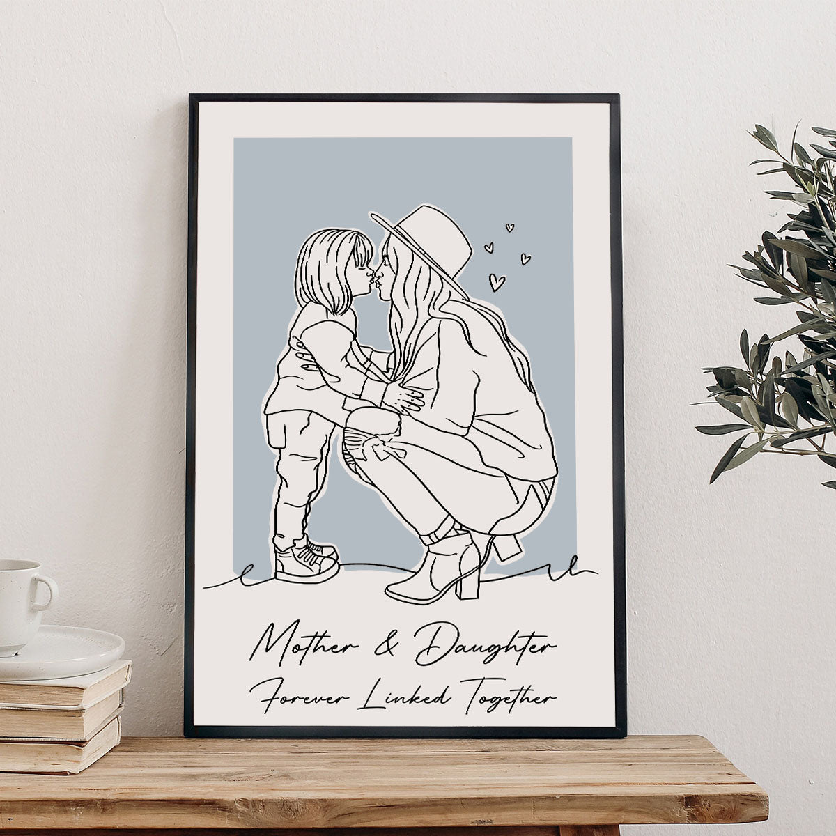Individuelles Lineart-Porträt – Personalisierte Leinwand und Poster für die Mutter