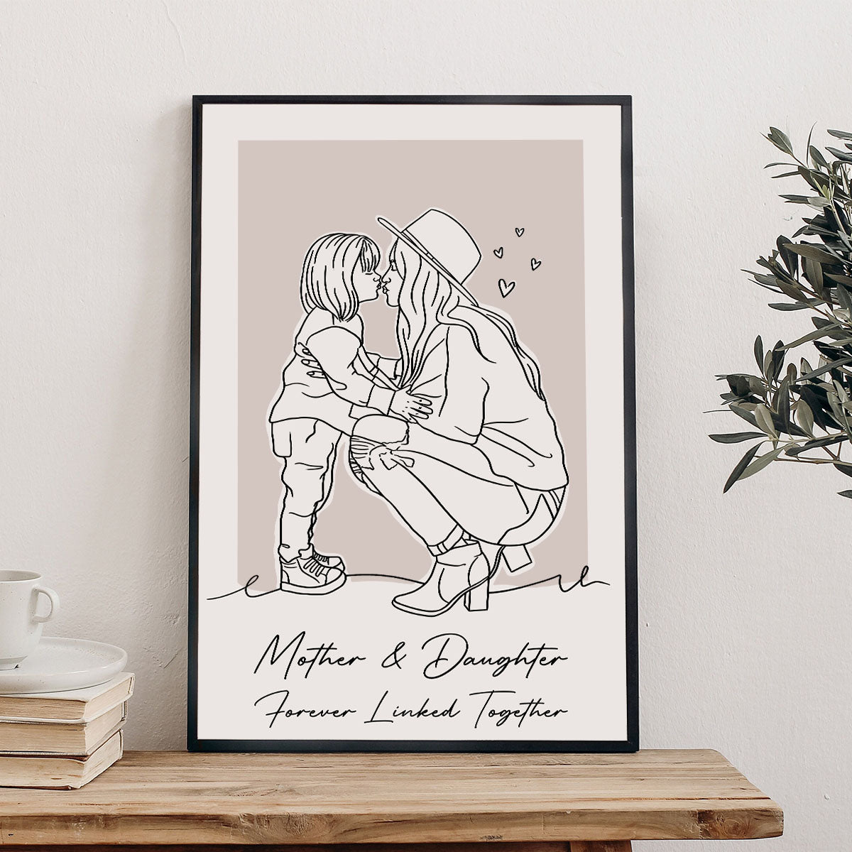 Individuelles Lineart-Porträt – Personalisierte Leinwand und Poster für die Mutter