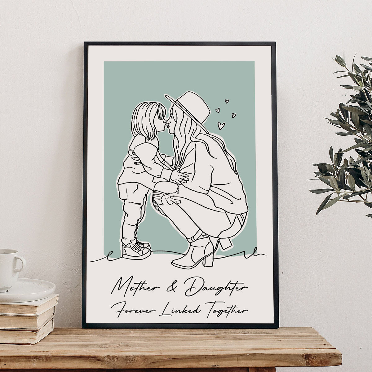 Individuelles Lineart-Porträt – Personalisierte Leinwand und Poster für die Mutter