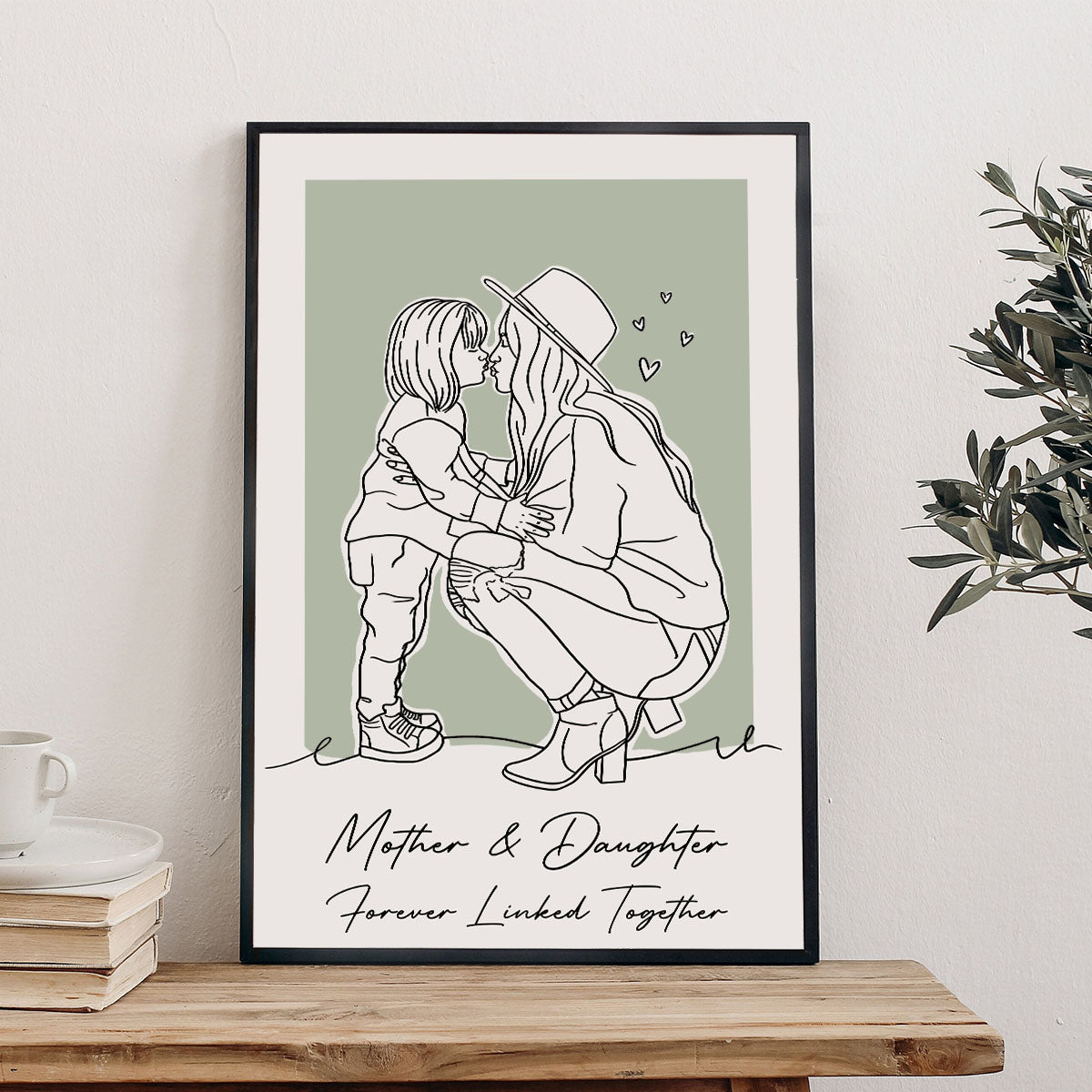 Individuelles Lineart-Porträt – Personalisierte Leinwand und Poster für die Mutter