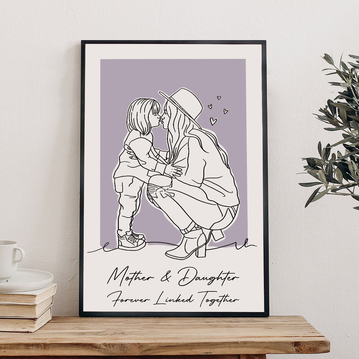 Individuelles Lineart-Porträt – Personalisierte Leinwand und Poster für die Mutter