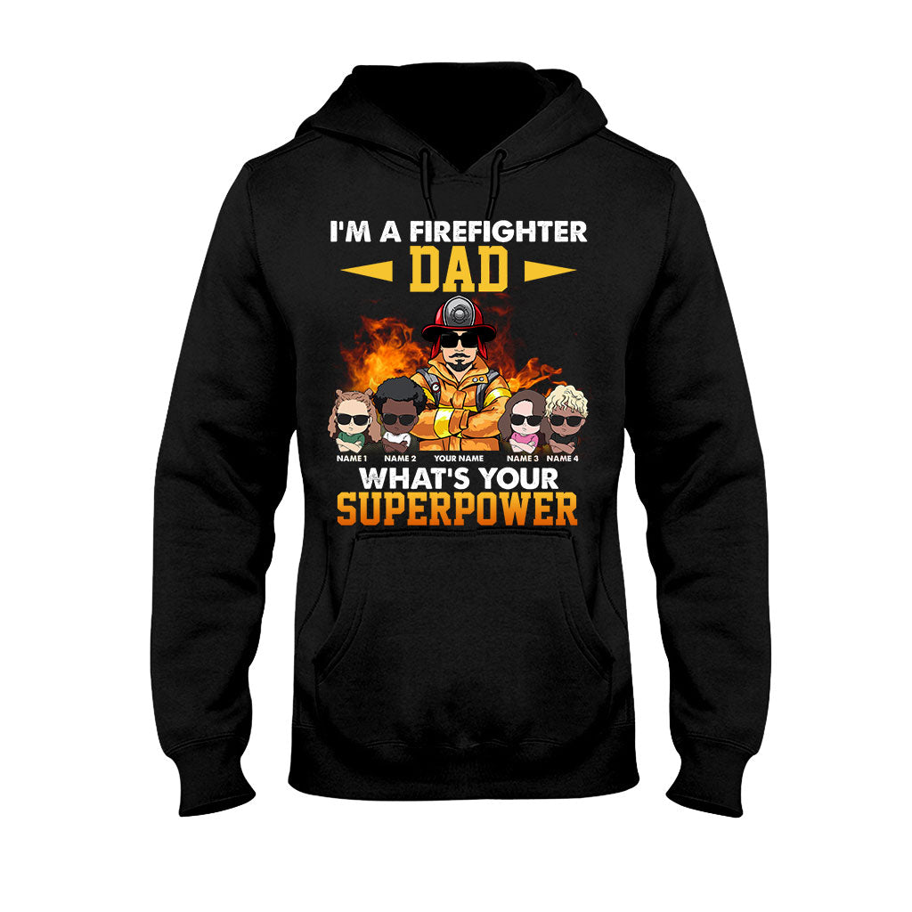 Ich bin ein Feuerwehrmann-Papa – Was ist deine Superkraft? – Personalisiertes Vatertags-T-Shirt und Hoodie