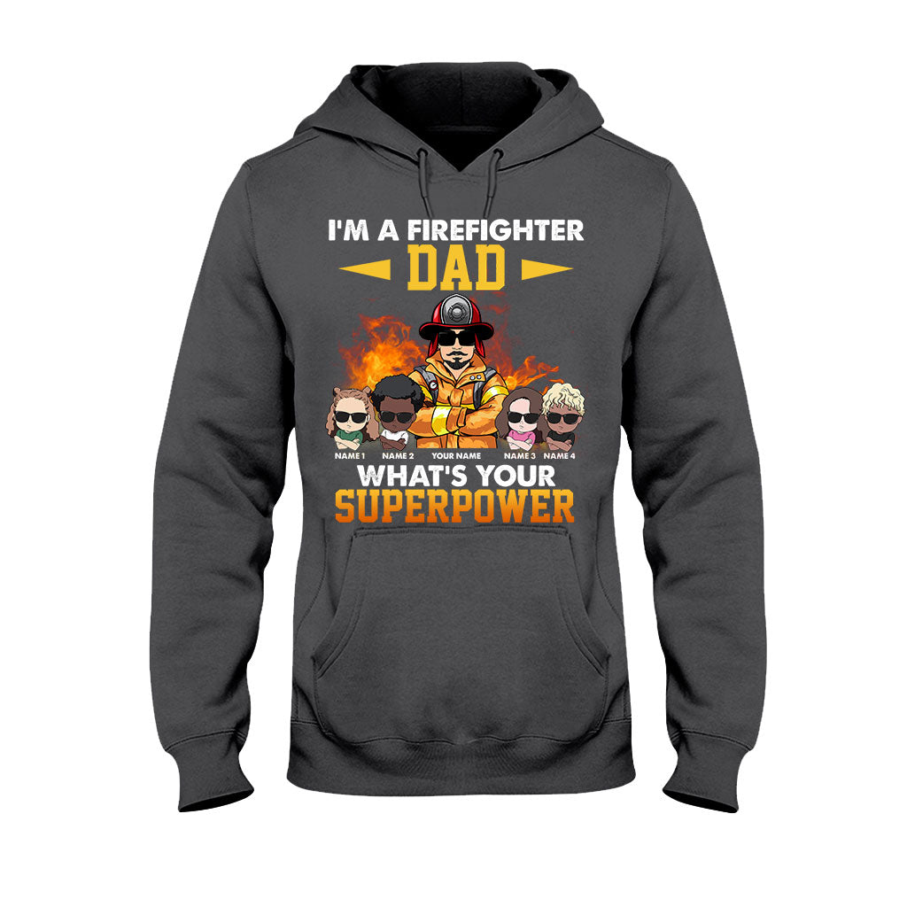 Ich bin ein Feuerwehrmann-Papa – Was ist deine Superkraft? – Personalisiertes Vatertags-T-Shirt und Hoodie