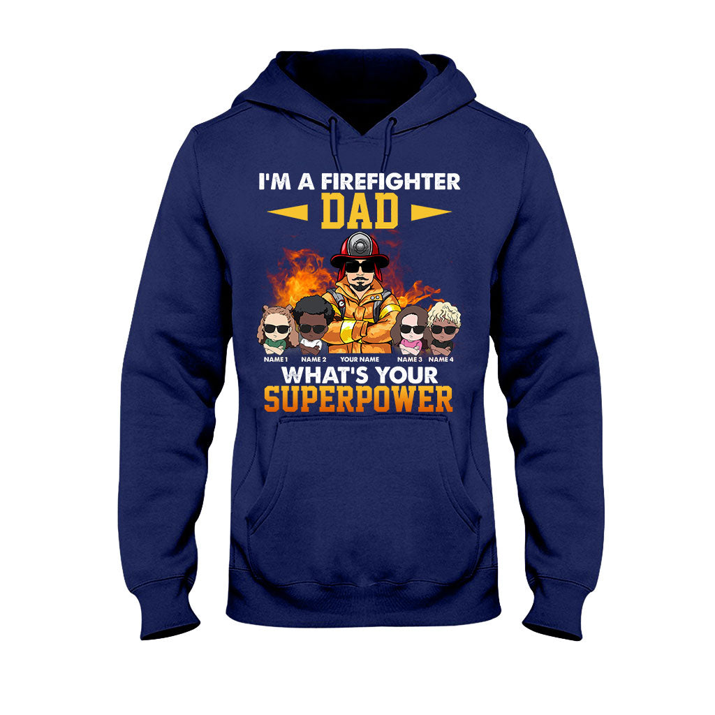 Ich bin ein Feuerwehrmann-Papa – Was ist deine Superkraft? – Personalisiertes Vatertags-T-Shirt und Hoodie