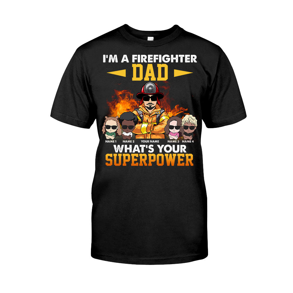 Ich bin ein Feuerwehrmann-Papa – Was ist deine Superkraft? – Personalisiertes Vatertags-T-Shirt und Hoodie