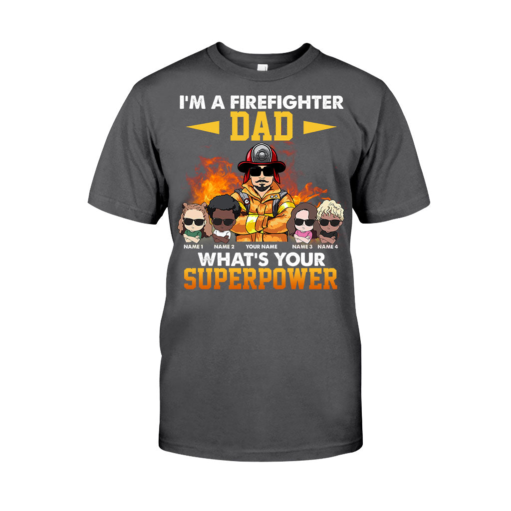 Ich bin ein Feuerwehrmann-Papa – Was ist deine Superkraft? – Personalisiertes Vatertags-T-Shirt und Hoodie