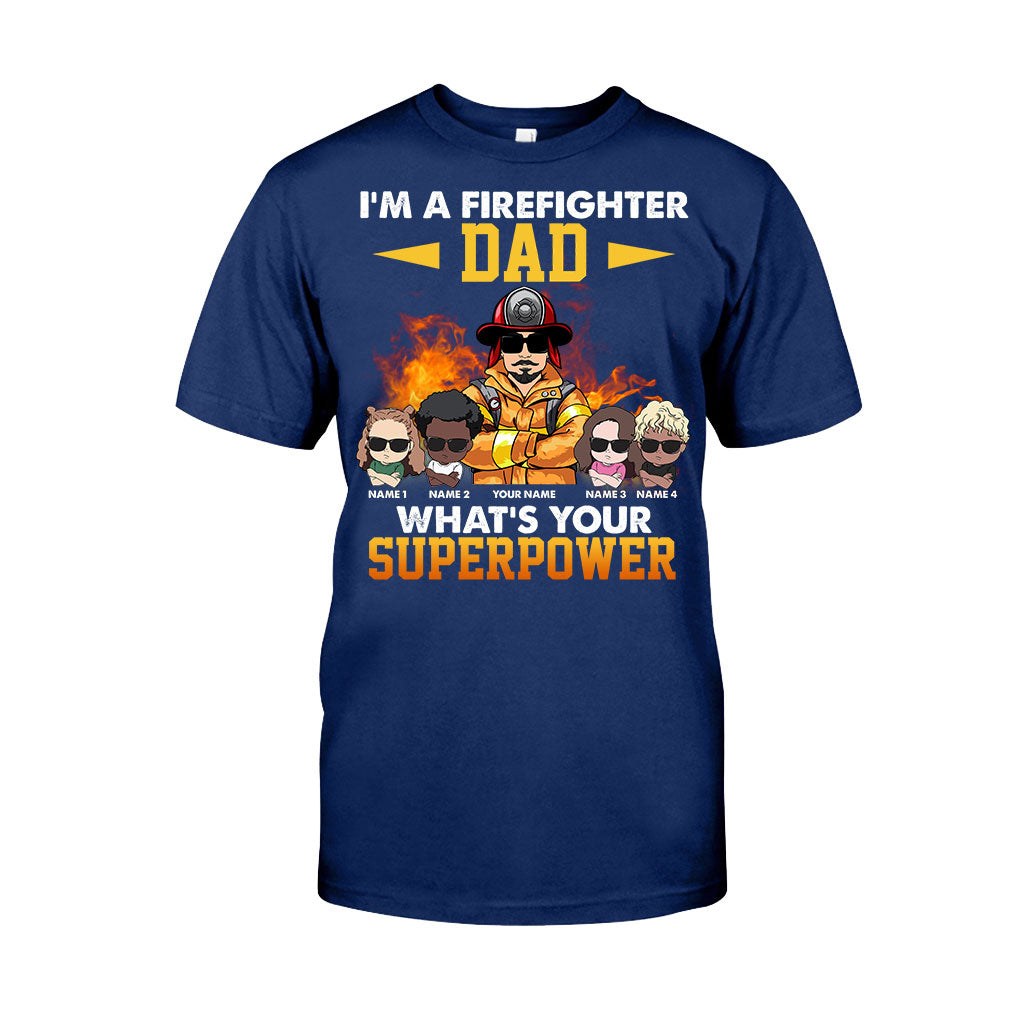 Ich bin ein Feuerwehrmann-Papa – Was ist deine Superkraft? – Personalisiertes Vatertags-T-Shirt und Hoodie