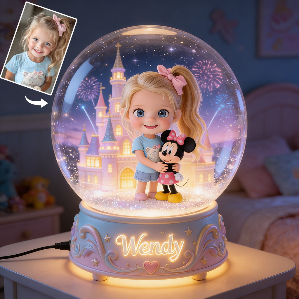 Custom Any Photo Magical Friends - Personalized Blonde White Girl Acrylic LED Night Light
