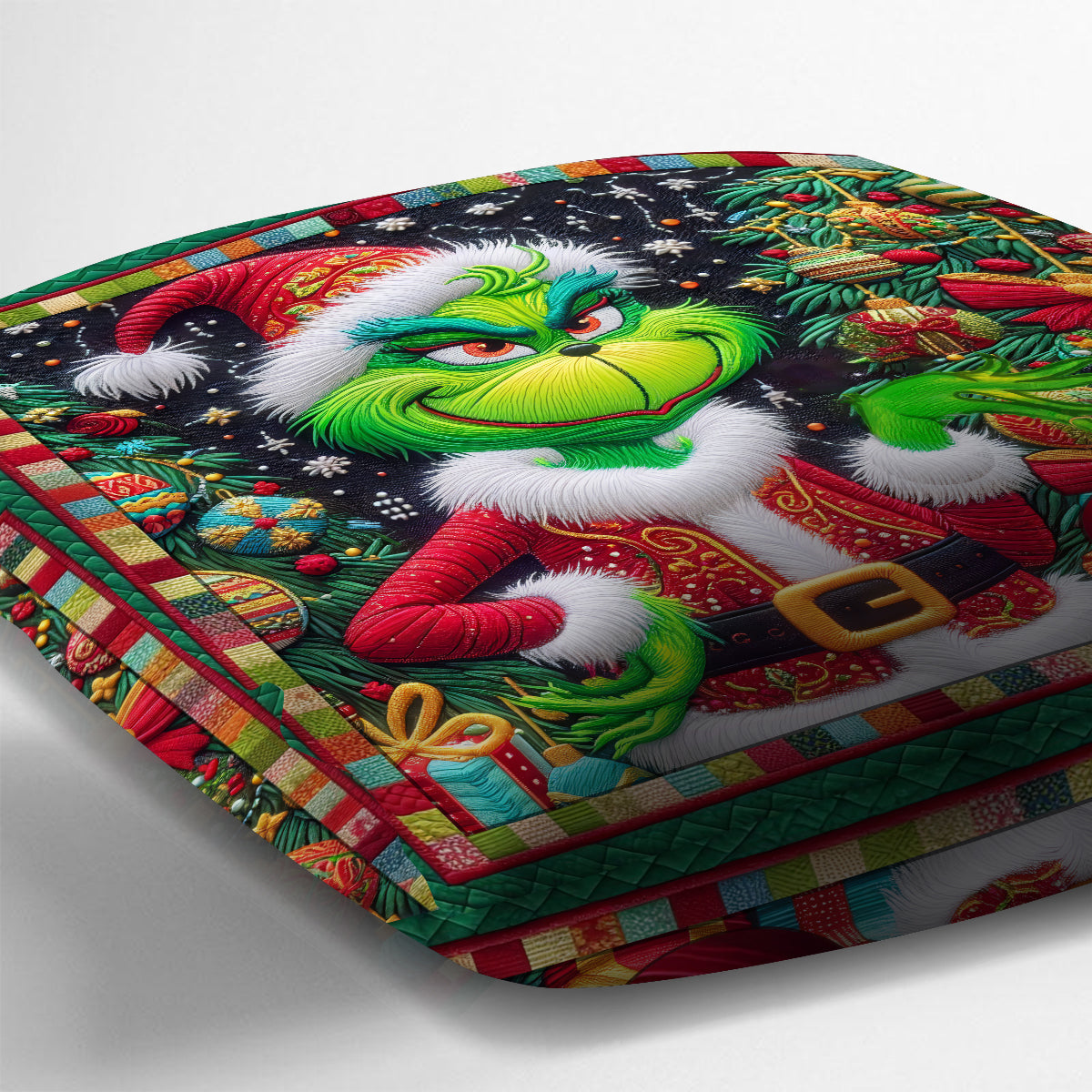 Joyeux Grinchmas - Coussin décoratif de Noël personnalisé avec étole