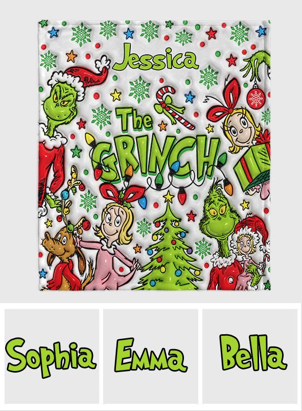 Fröhliche Grinchmas - Personalisierte Stola-Weihnachtsdecke