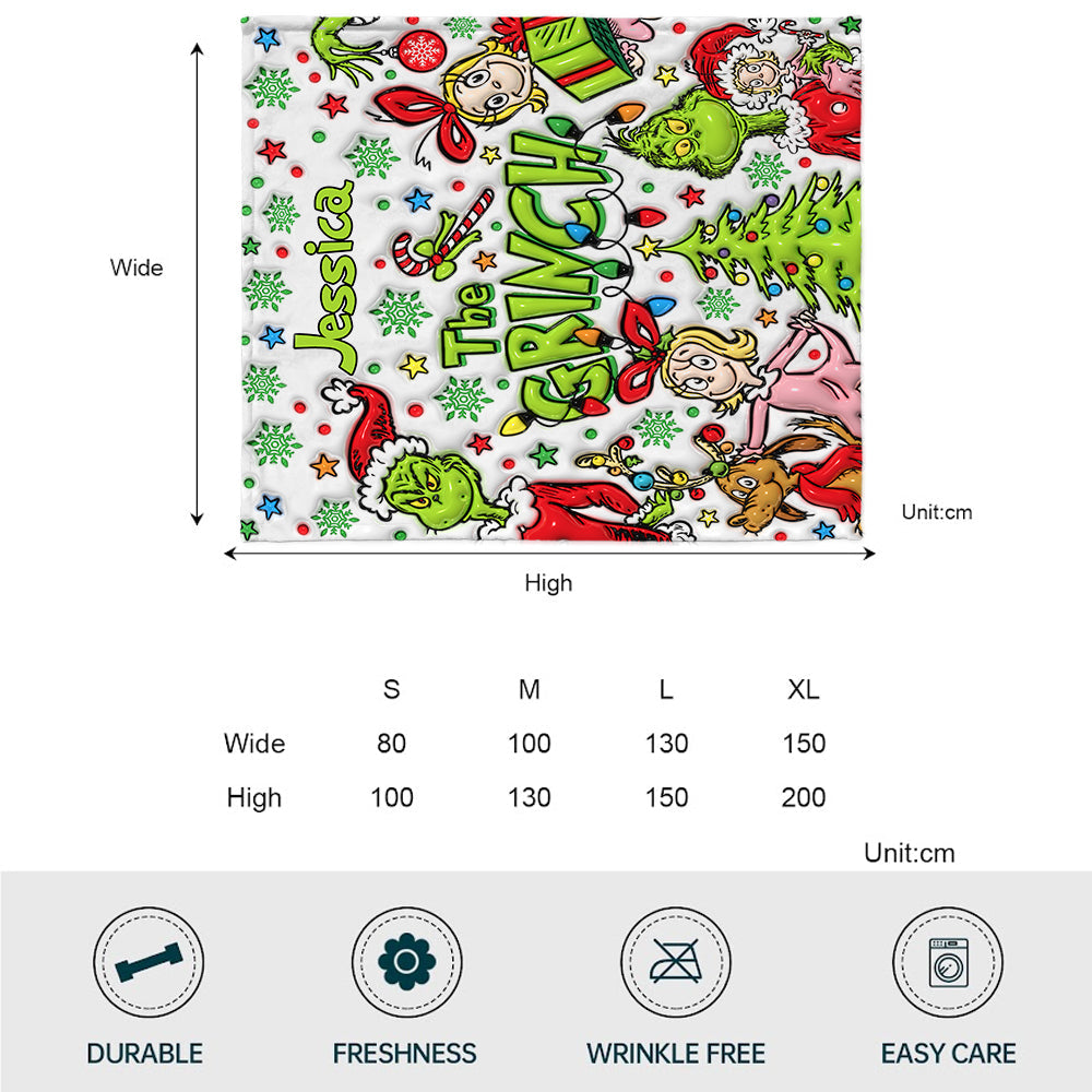 Fröhliche Grinchmas - Personalisierte Stola-Weihnachtsdecke