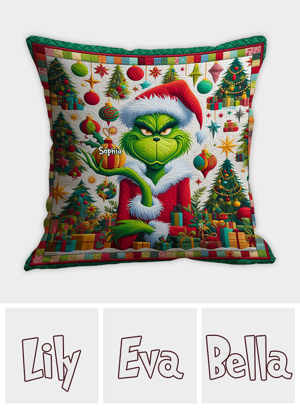 Merry Grinchmas - Personalized Stole Christmas Throw Pillow