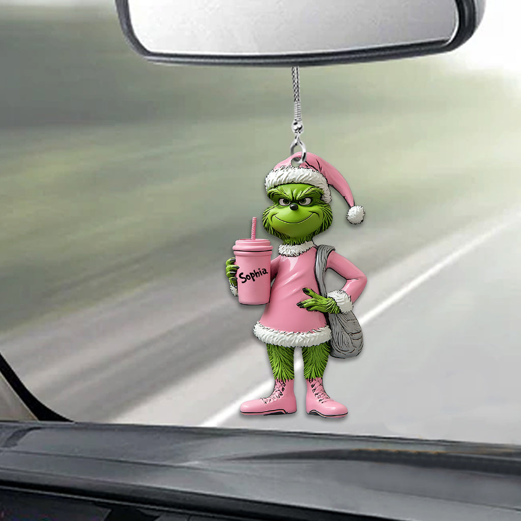 Grinchy Green Lady - Ornement de Noël personnalisé en forme d'étole pour voiture