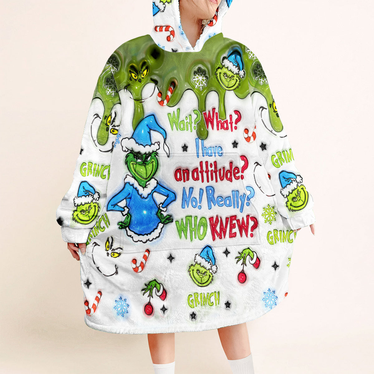 Moment mal, ich habe eine Einstellung – personalisierte Stola-Weihnachtsdecke mit Kapuze