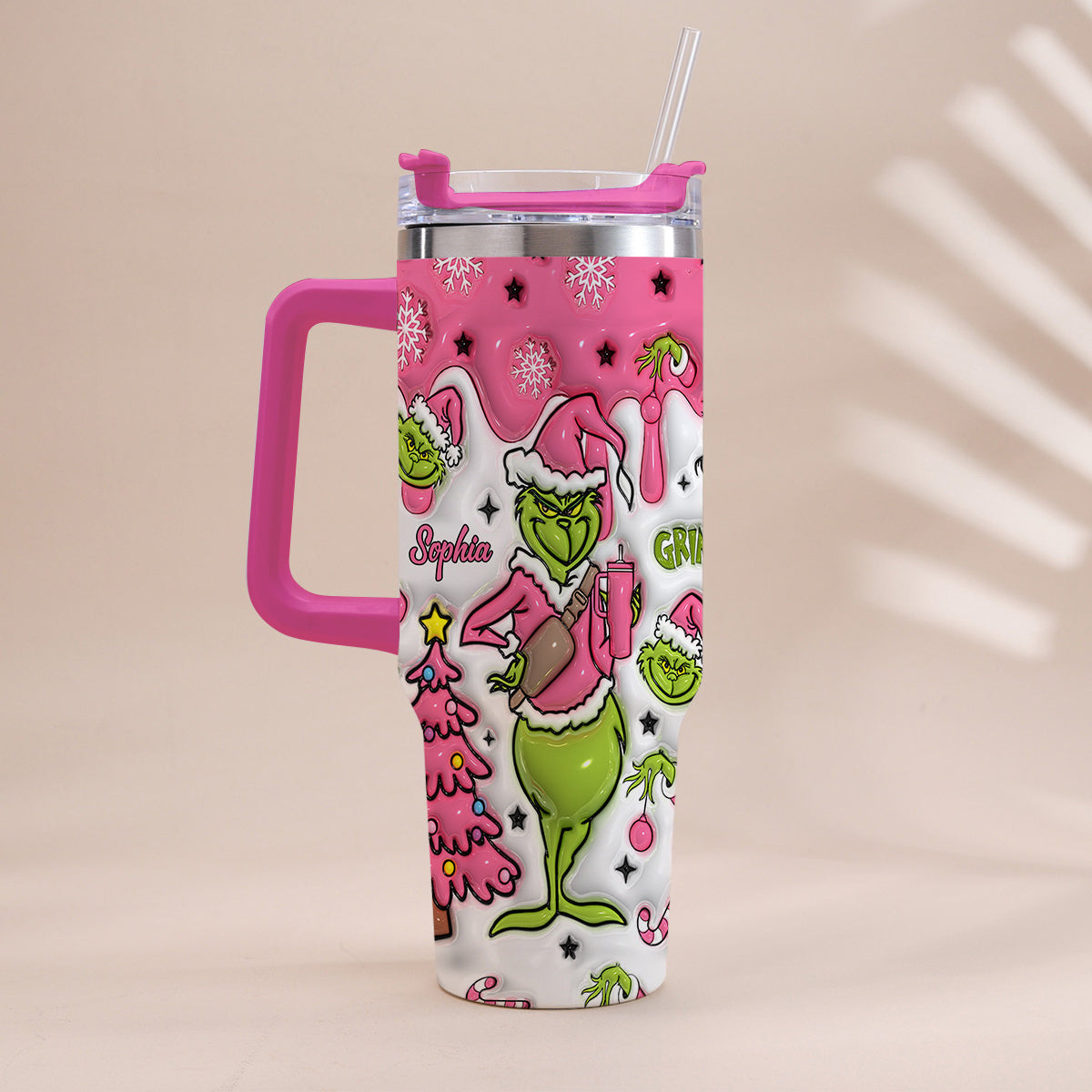 Fröhliche Grinchmas – Personalisierter Stola-Weihnachtsbecher mit Henkel