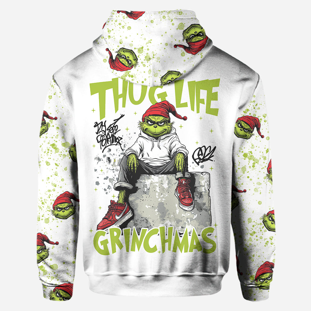 Joyeux Grinchmas ! - Sweat à capuche et legging personnalisés avec étole de Noël