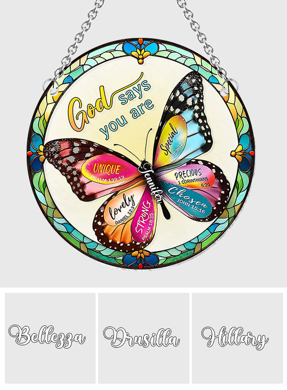 Dieu dit que tu l'es - Ornement attrape-soleil chrétien personnalisé à suspendre à la fenêtre 