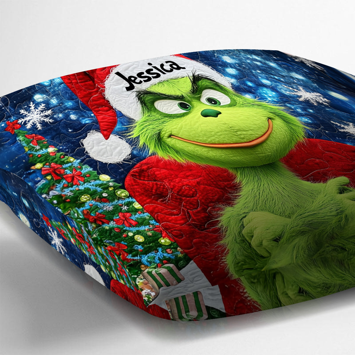 Fröhliche Grinchmas - Personalisiertes Kissen mit Stola-Weihnachtsmotiv