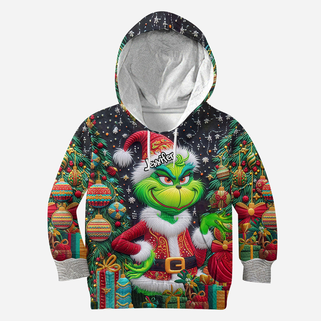 Fröhliche Grinchmas – Personalisierter Stola-Weihnachtshoodie und Leggings