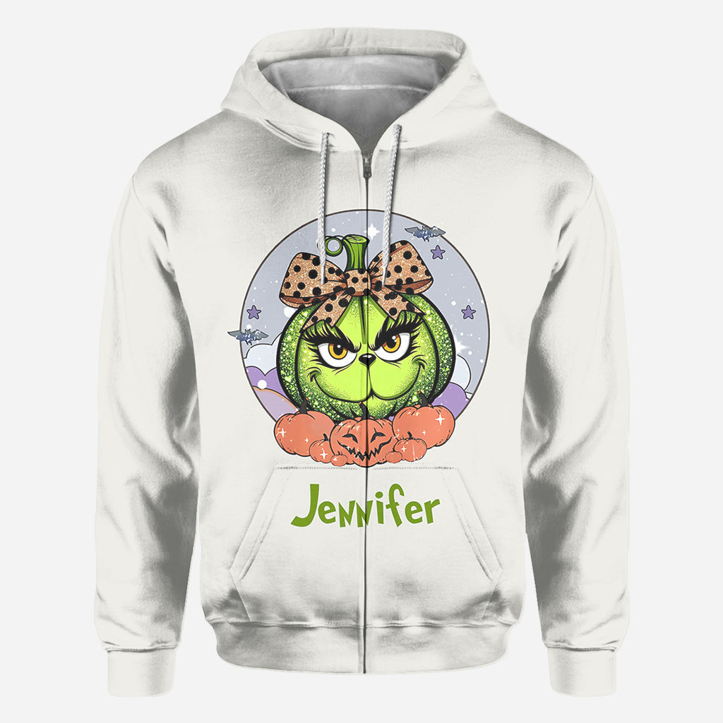 Grüne Kürbismama – Beliebiger Titel – Personalisiertes „Stole Christmas All Over“-Shirt