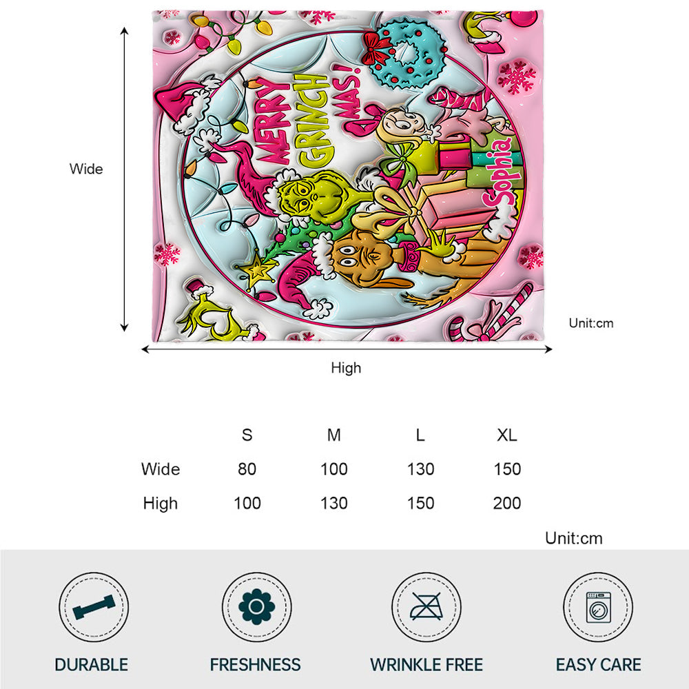 Fröhliche Grinchmas - Personalisierte Stola-Weihnachtsdecke