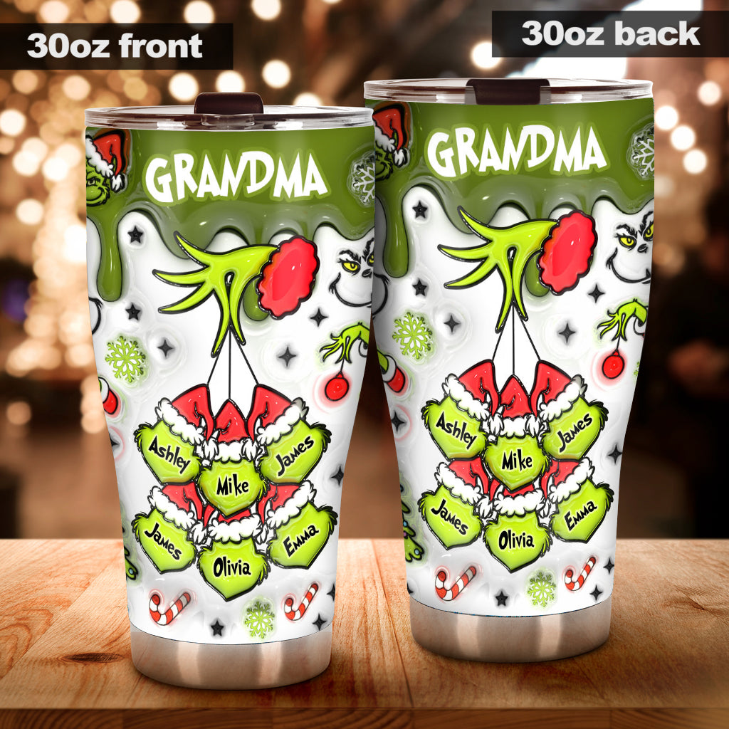 Beliebiger Titel: Grüne Schneeflocken - Personalisierter Stola-Weihnachtsbecher
