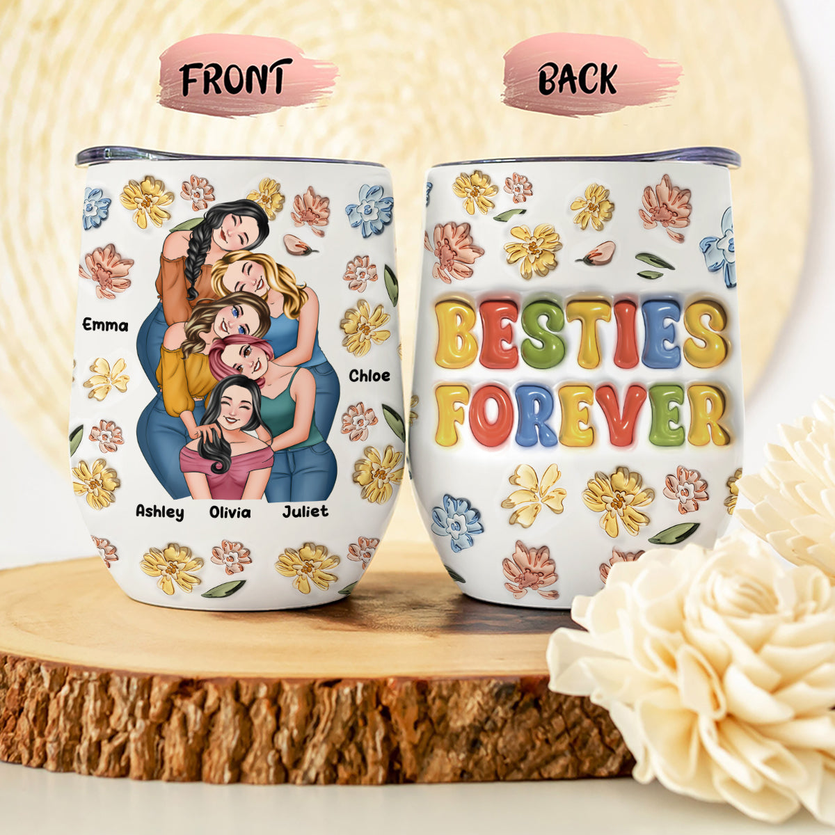 Für immer beste Freundinnen – Personalisierter Weinbecher für beste Freundinnen
