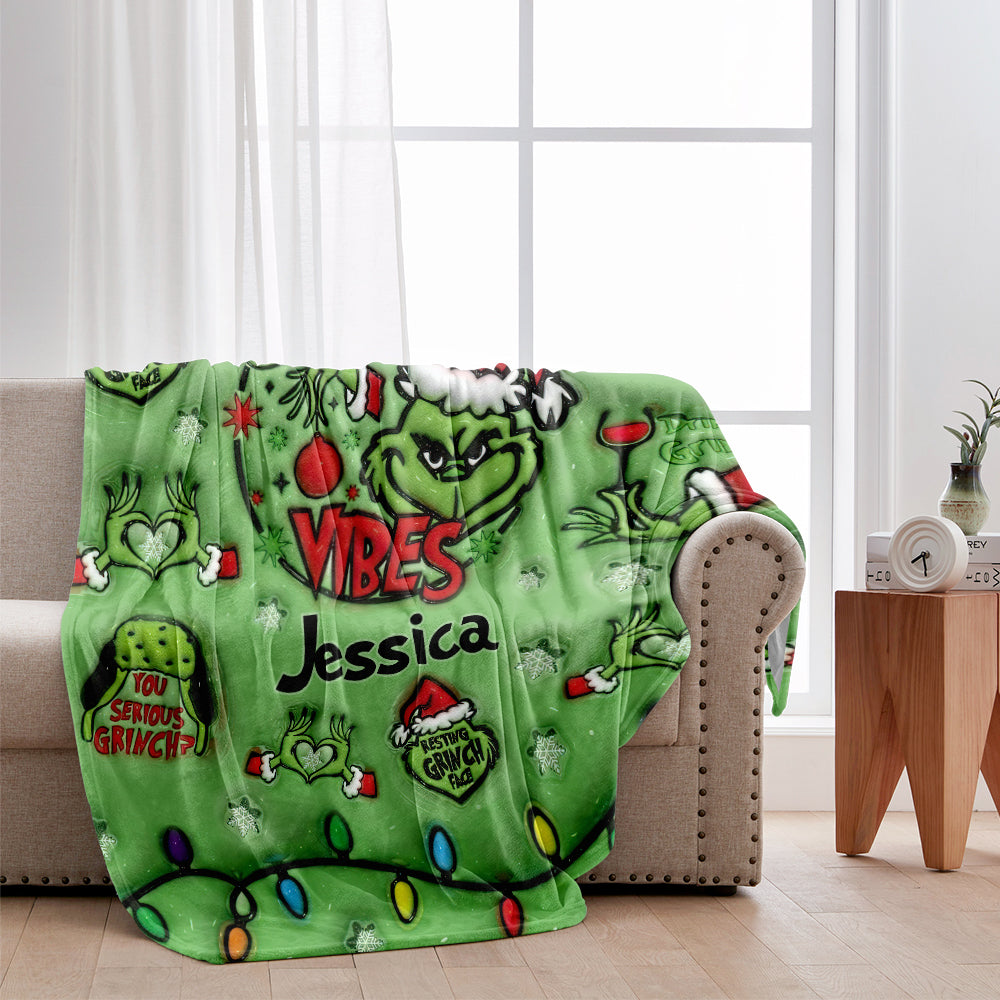 Fröhliche Grinchmas - Personalisierte Stola-Weihnachtsdecke