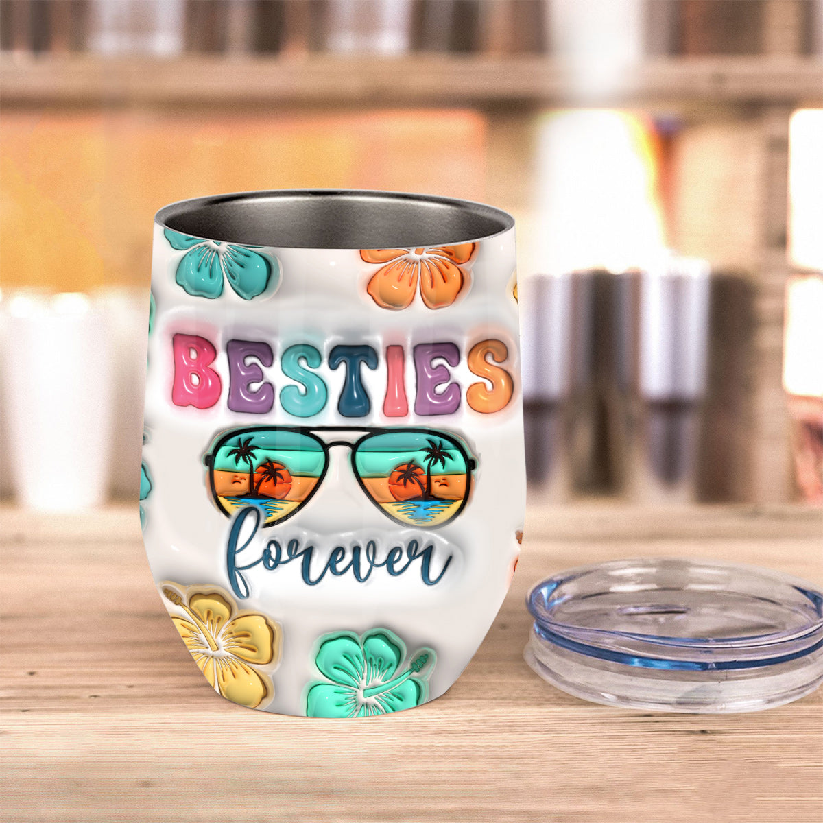 Beste Freundinnen für immer – Sommerfeeling pur! Personalisierter Weinbecher für die beste Freundin
