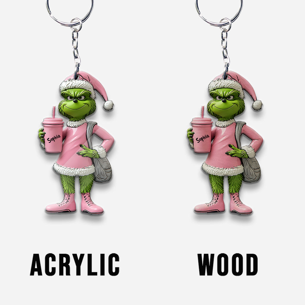 Grinchy Green Lady – Personalisierter Weihnachtsstola-Schlüsselanhänger
